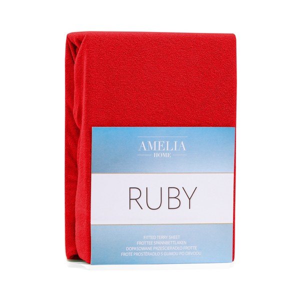 Lenzuolo con angoli rosso per letto matrimoniale Siesta, 200/220 x 200 cm Ruby - AmeliaHome-image-2