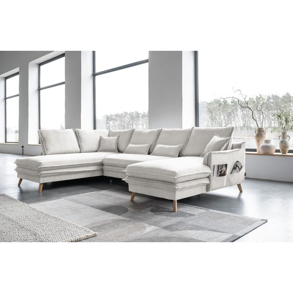 Divano letto angolare beige (angolo sinistro/"U") Charming Charlie - Miuform-image-3