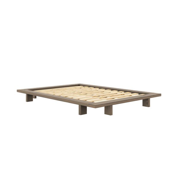 Hnědá dvoulůžková postel z borovicového dřeva s roštem 140x200 cm Japan – Karup Design