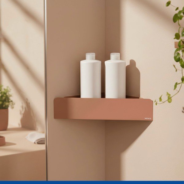 Mensola da bagno senza foratura/ad angolo marrone in acciaio inox con aggancio Turbo-loc Lizan – Wenko-image-2
