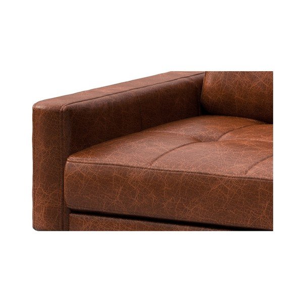 Divano angolare in pelle rosso-marrone con inserti, angolo destro Musso - MESONICA-image-4