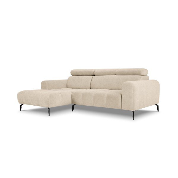 Divano angolare in velluto beige (angolo sinistro) Nico - Milo Casa