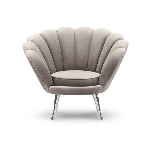 Poltrona in velluto beige Varenne - Interieurs 86-image-3