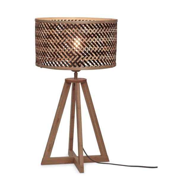 Lampada da tavolo con paralume in bambù di colore nero e naturale (altezza 53 cm) Java - Good&Mojo