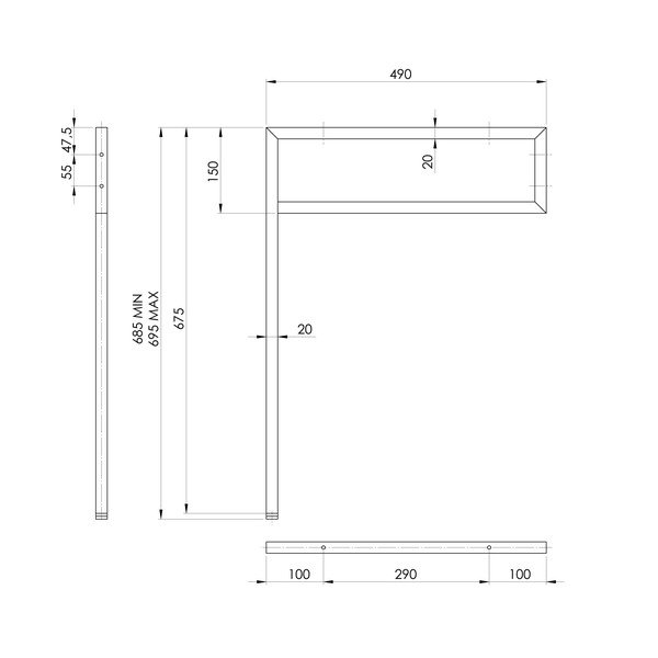 Supporto per piano nero in acciaio 49x2 cm – Sapho-image-3