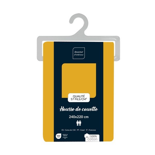 Copripiumino giallo in cotone per letto matrimoniale/per letto esteso 240x220 cm Lina – douceur d'intérieur-image-2