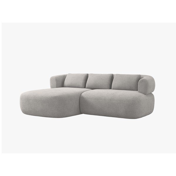 Divano angolare grigio chiaro (con penisola a sinistra/con chaise lounge) con rivestimento in bouclé Jenny – Micadoni 