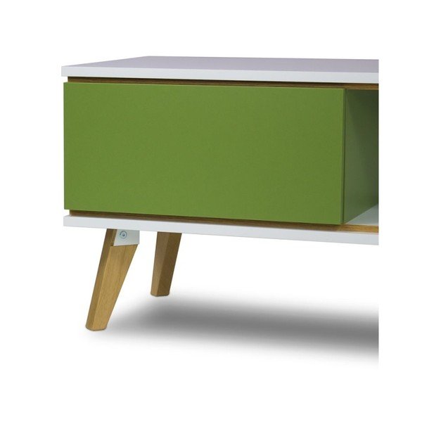 TV komoda v dekoru dřeva se zelenými detaily SKANDICA Jorgen-image-2