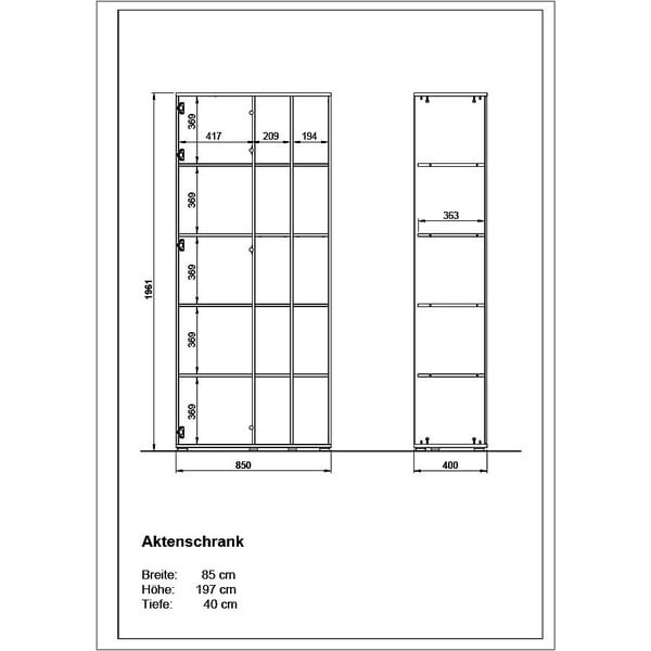 Libreria bianca in rovere 85x197 cm Lioni - Germania-image-3