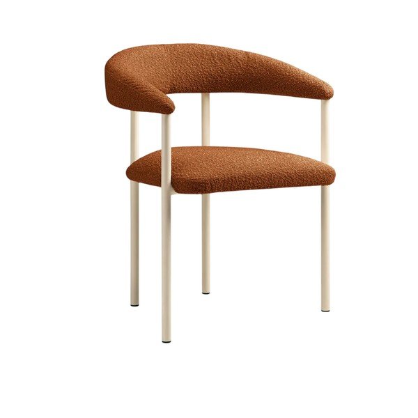 Sedia da pranzo arancione/color crema imbottito con braccioli Lea – Micadoni 