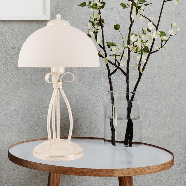 Lampada da tavolo bianca con paralume in vetro, altezza 43 cm Adelle - LAMKUR-image-2