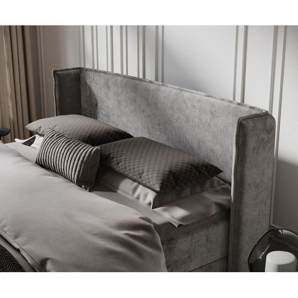 Letto boxspring grigio con spazio contenitivo 160x200 cm Passion - Maison de Rêve-image-4