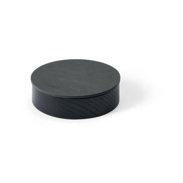 Scatola decorativa con coperchio nera/color antracite in legno ed eco pelle ø 11x3,5 cm Circle Nupo – LIND DNA