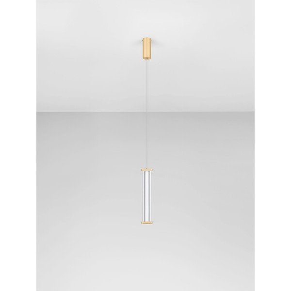 Lampadario LED oro opaco in metallo con paralume in vetro acrilico con intensità regolabile ø 6 cm Pheme – Nova Luce-image-4
