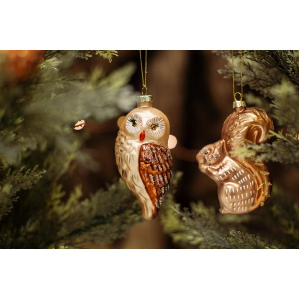 Decorazione per albero di natale in vetro fatta a mano 13 cm Owl – Sass & Belle-image-2