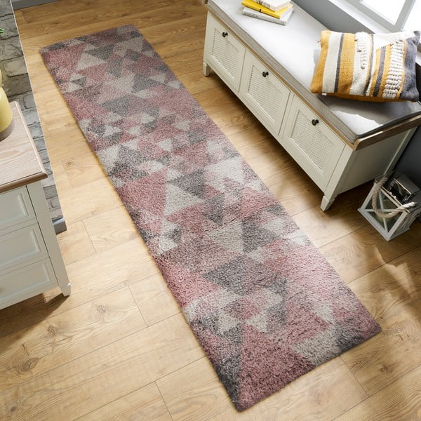 Tappeto rosa/grigio 60x230 cm Nuru - Flair Rugs-image-1