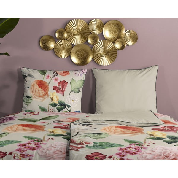 Biancheria da letto singola in cotone sateen beige 140x200 cm - Descanso-image-2