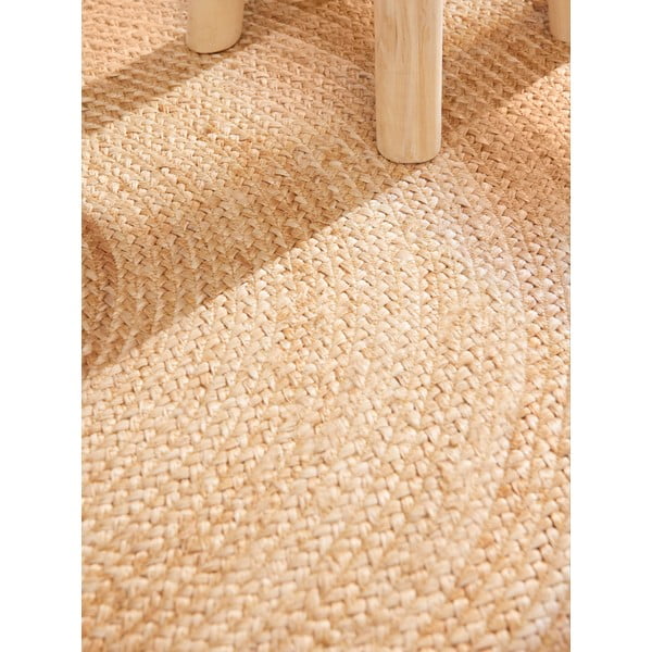 Tappeto rotondo avorio in iuta reversibile e tessuto a mano ø 200 cm Jutta Ivory – Hanse Home-image-4