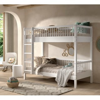 Letto da bambini a castello bianco in faggio massiccio con rete inclusa 90x200 cm Forrest – Vipack
