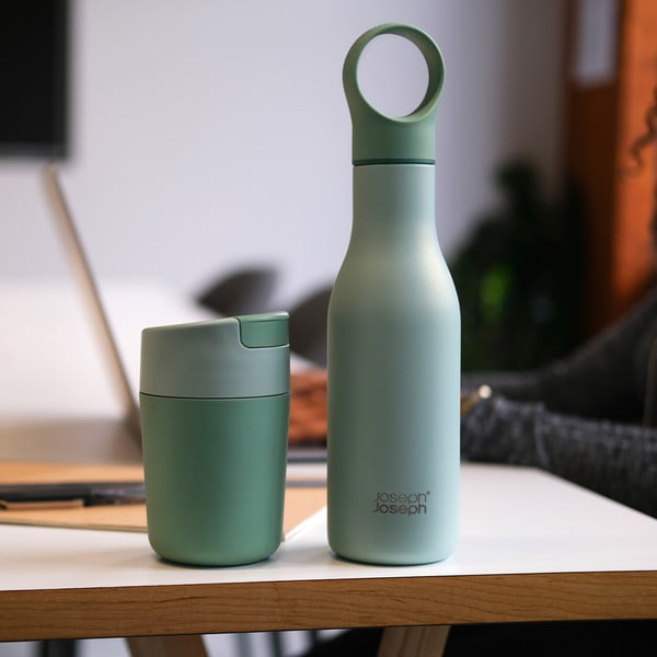Bottiglia da viaggio in acciaio inox color menta 500 ml Loop - Joseph Joseph-image-3