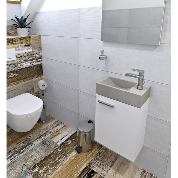 Lavabo in grigio chiaro in calcestruzzo 40x22 cm Crest – Sapho-image-3