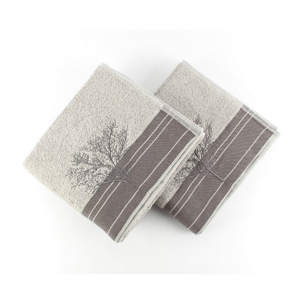 Set di 2 asciugamani Infinity in cotone grigio, 50 x 90 cm - Foutastic