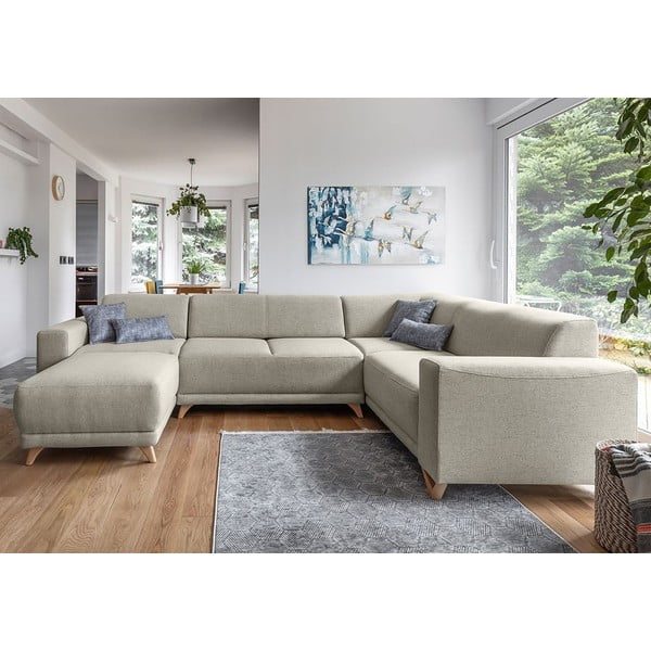 Divano angolare beige allungabile e con contenitore (penisola a destra/a U) Classy Sophie – Miuform-image-1