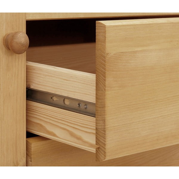 Cassettiera marrone a tre ante in legno di pino massiccio Ella - Støraa-image-4