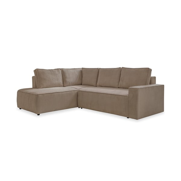 Divano letto angolare in velluto a coste beige Brave Dave - Miuform