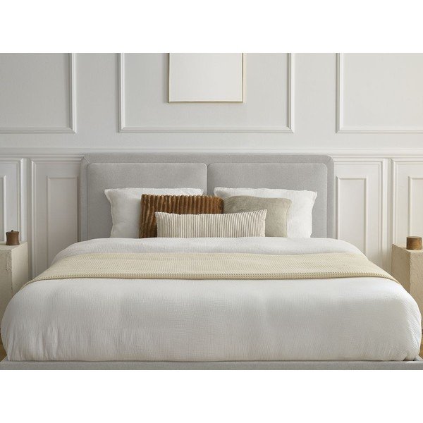 Letto matrimoniale imbottito grigio imbottito con rete inclusa 160x200 cm Mara – Bobochic Paris-image-4