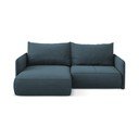 Divano angolare blu allungabile/con contenitore (con penisola a sinistra) Nanea – Makamii