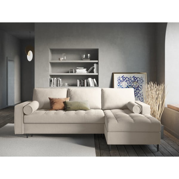 Divano letto angolare beige chiaro, angolo destro Santo - Milo Casa-image-1