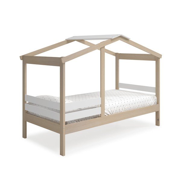 Letto bianco/naturale in pino 90x190 cm Angel - Marckeric-image-3