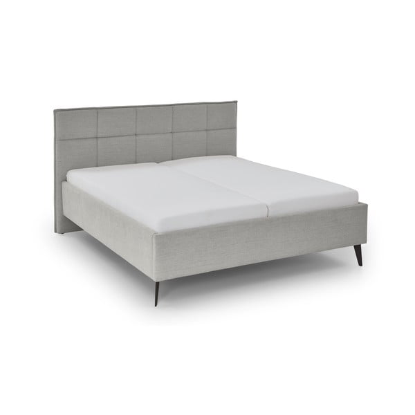 Letto matrimoniale in grigio chiaro con spazio contenitivo con griglia inclusa 180x200 cm Paulo – Meise Möbel