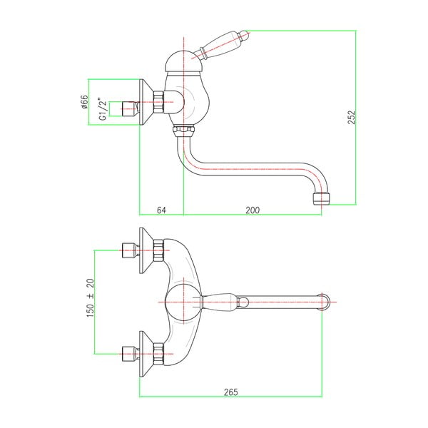 Rubinetto per lavandino argentato da parete (con una uscita) Kirké White – Sapho-image-1