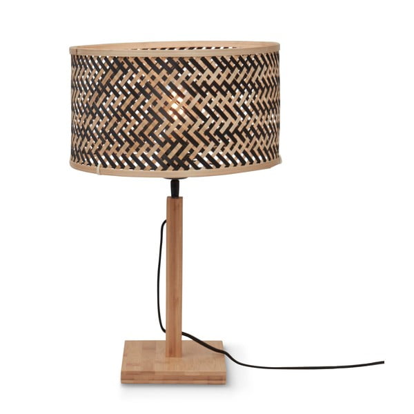 Lampada da tavolo con paralume in bambù di colore nero e naturale (altezza 38 cm) Java - Good&Mojo