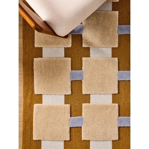 Tappeto giallo ocra in misto lana tessuto a mano 120x170 cm Mallory – MADE-image-4