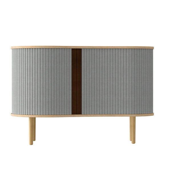 Cassettiera bassa in rovere decorato in colore grigio-naturale con ante scorrevoli 100x67 cm Audacious - UMAGE-image-3