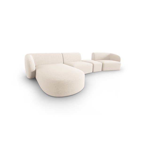 Divano angolare beige (con penisola a sinistra/con chaise lounge) con rivestimento in ciniglia Paolo – Milo Casa-image-2