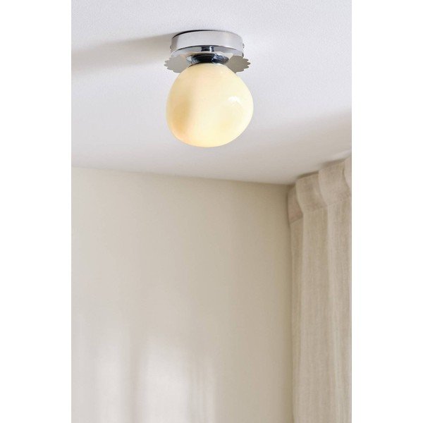Plafoniera color crema/color argento lucido in vetro opale ø 12 cm Bon – Jotex-image-1
