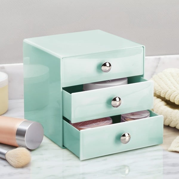 Scatola portaoggetti verde menta con 3 cassetti Cassetti, altezza 16,5 cm - iDesign-image-1