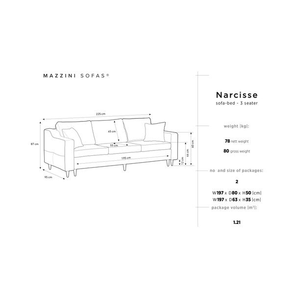 Divano letto a tre posti grigio scuro con contenitore Narcisse - Mazzini Sofas-image-2