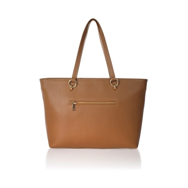 Borsa in pelle marrone cognac Cognac - Federica Bassi-image-1