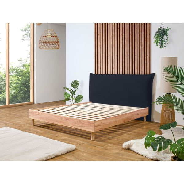 Letto matrimoniale blu scuro/naturale con griglia 160x200 cm Charlie - Bobochic Paris-image-1