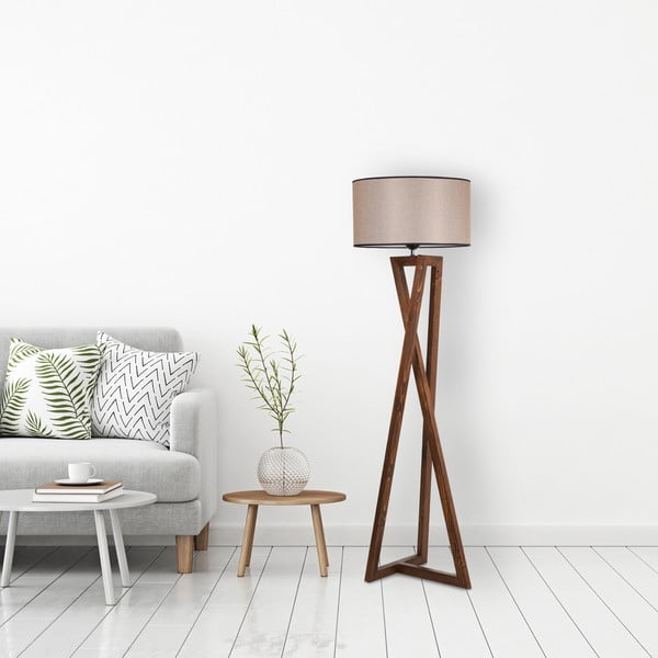 Lampada da terra marrone con paralume in tessuto (altezza totale 149 cm) Maçka – Opviq lights-image-2