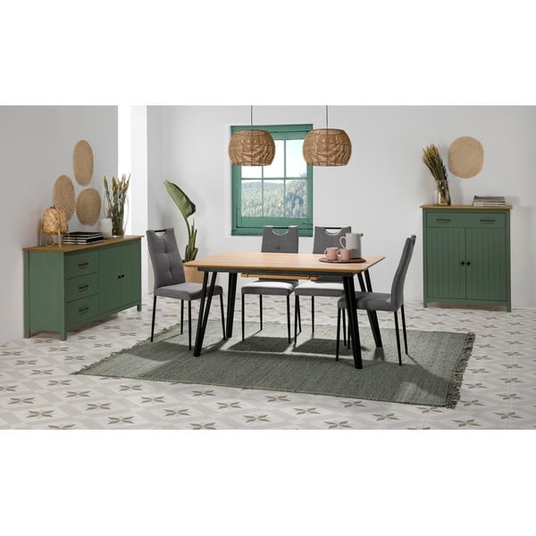 Cassettiera alta in legno di pino di colore verde-naturale 90x110 cm Miranda - Marckeric-image-1