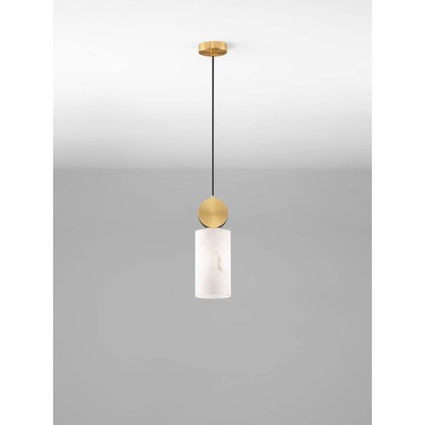Lampadario color crema/color ottone con effetto pietra ø 12 cm Maru – Nova Luce-image-3
