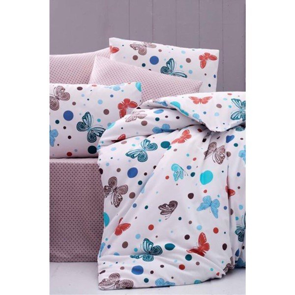 Povlečení na jednolůžko s prostěradlem Pure Cotton Spring, 160 x 220 cm