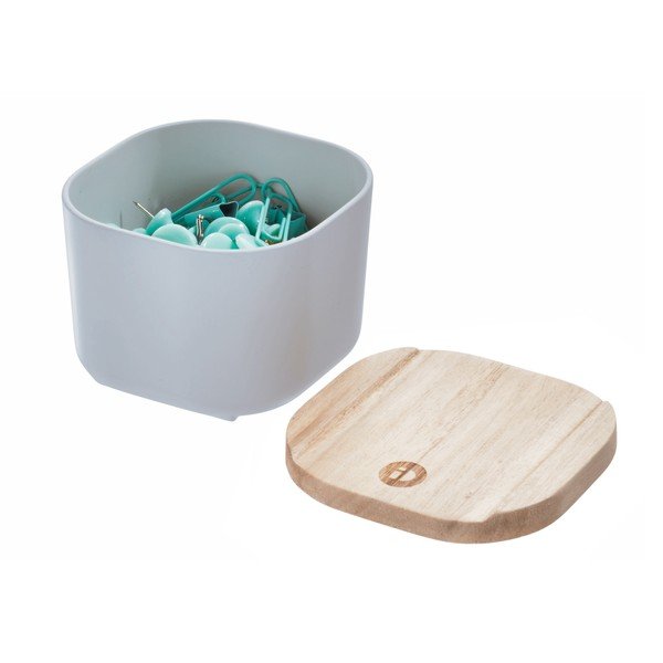 Scatola grigia con coperchio in legno di paulownia , 9 x 9 cm Eco - iDesign-image-3