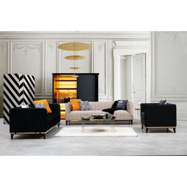 Divano nero 222 cm Bellino - Artie-image-1